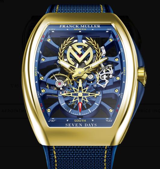 Review Buy Franck Muller Vanguard Yachting Anchor Skeleton Franck Muller Emblem Replica Watch for sale Cheap Price V 45 S6 SQT ANCRE FM YACHT (BL) 3N - Click Image to Close